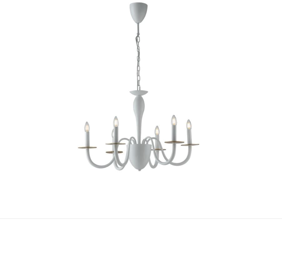 Sospensione 6 luci in metallo nero o bianco-oro 6XE14 non incl. ARMSTRONG Sospensione 6 luci in metallo nero o bianco-oro 6XE14 non incl. ARMSTRONG